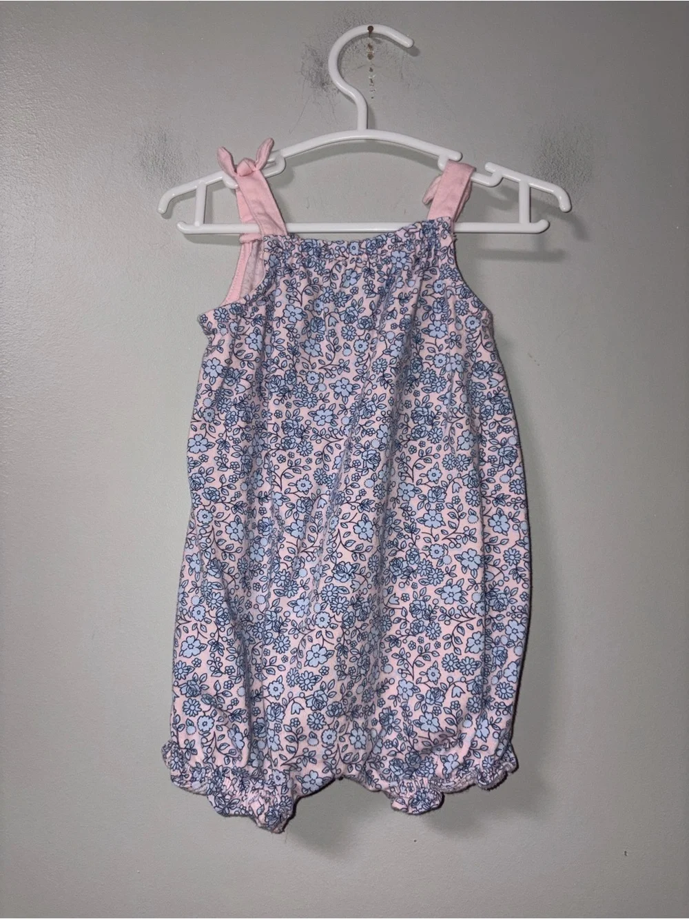 Carters Pink & Light Blue Floral Sleeveless Romper Girls 6M